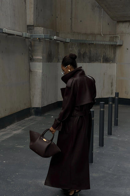 BORDEAUX LEATHER TRENCH