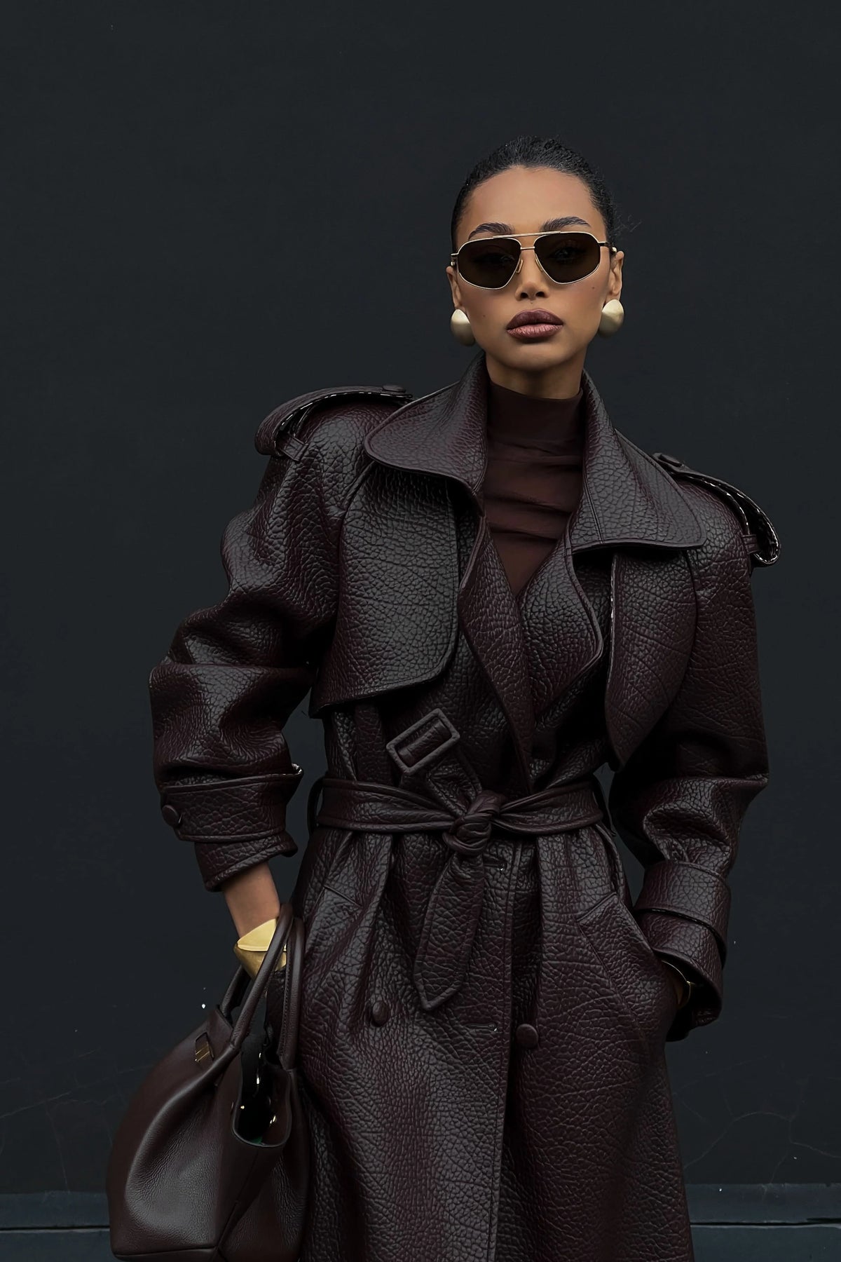 BORDEAUX LEATHER TRENCH