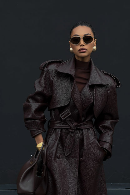 BORDEAUX LEATHER TRENCH