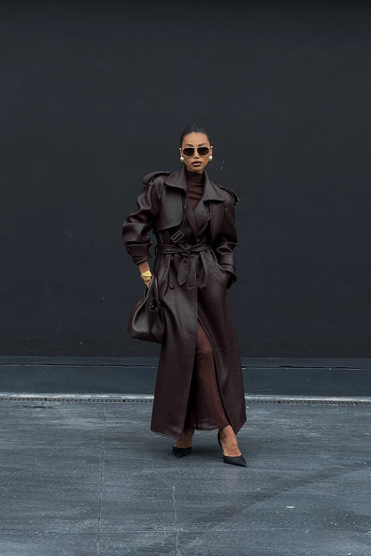 BORDEAUX LEATHER TRENCH