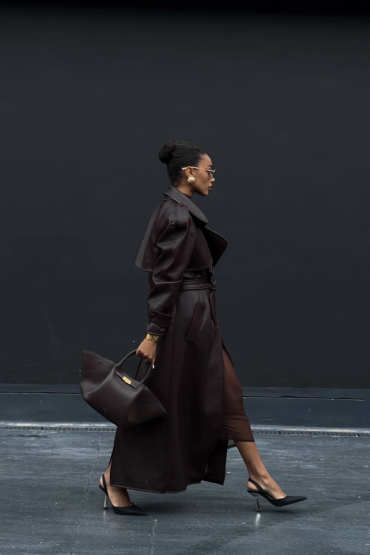 BORDEAUX LEATHER TRENCH