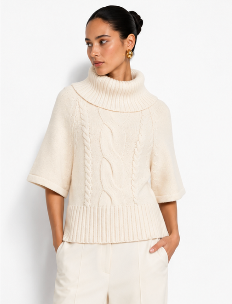NAYA CABLE KNIT PONCHO