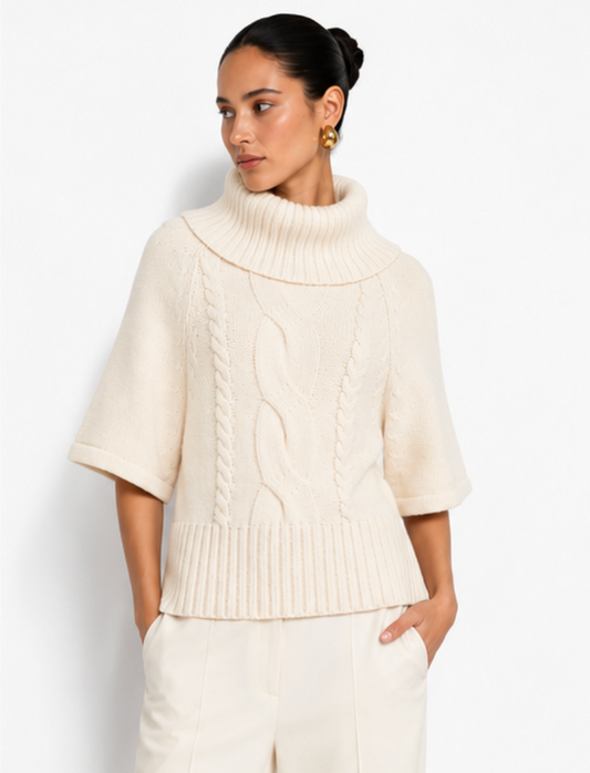 NAYA CABLE KNIT PONCHO