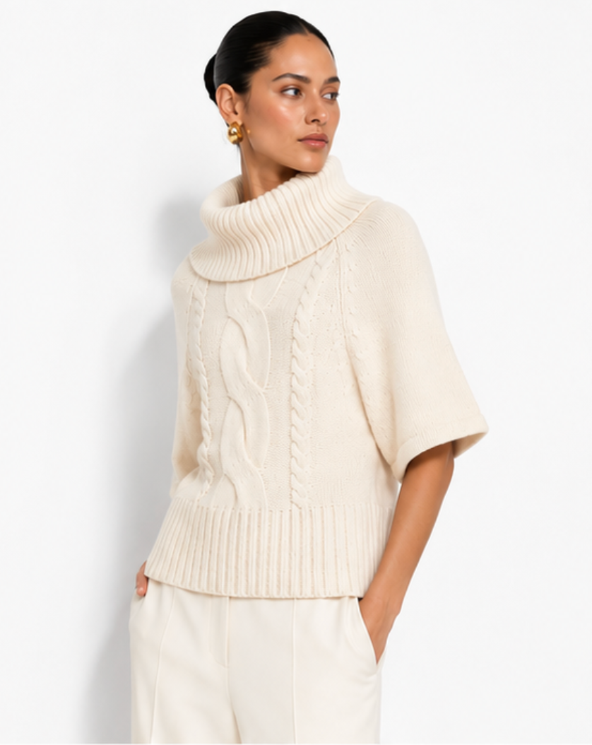 NAYA CABLE KNIT PONCHO