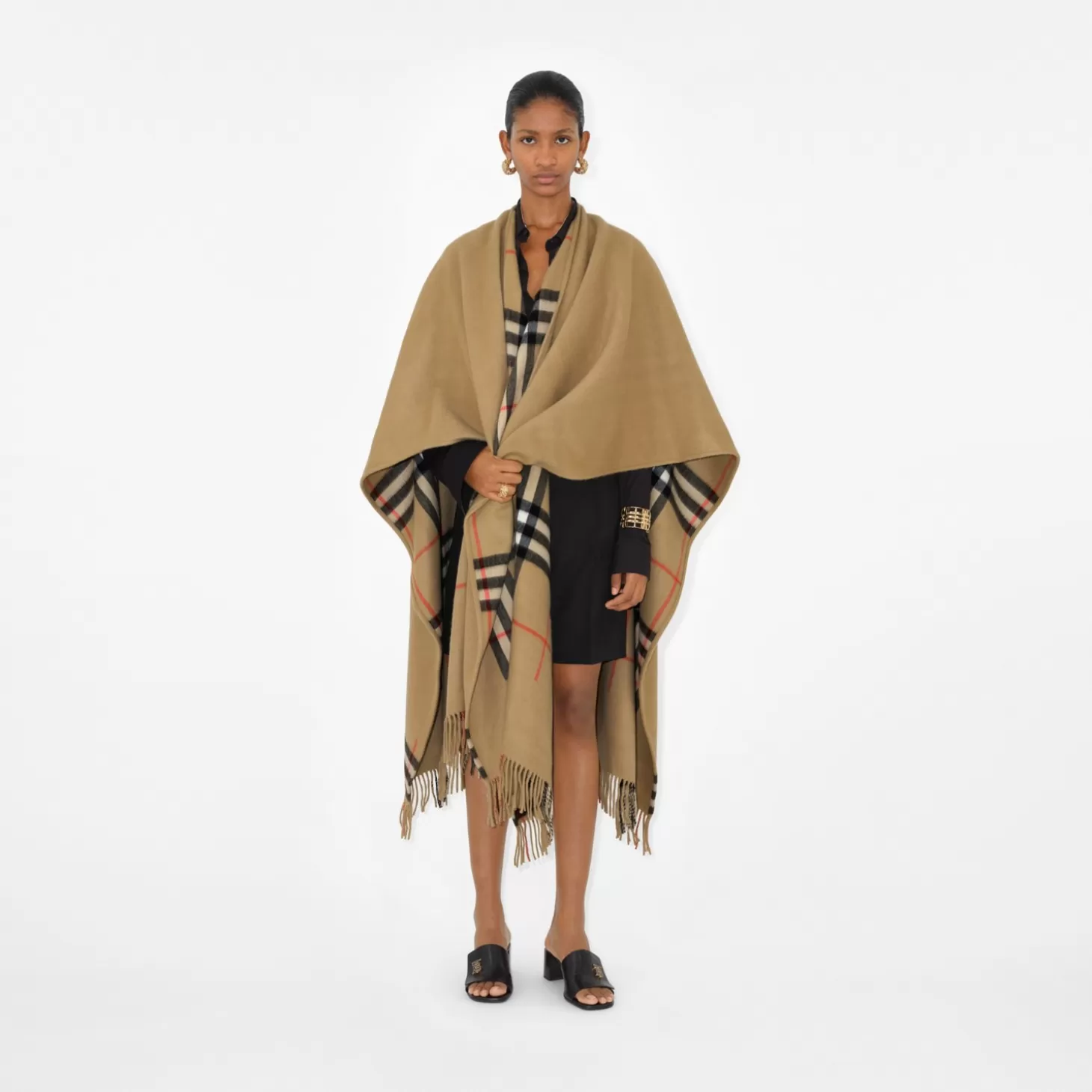 Burberry Check Cashmere Wool Cape*Kvinnor Capes | Kaffor och jackor