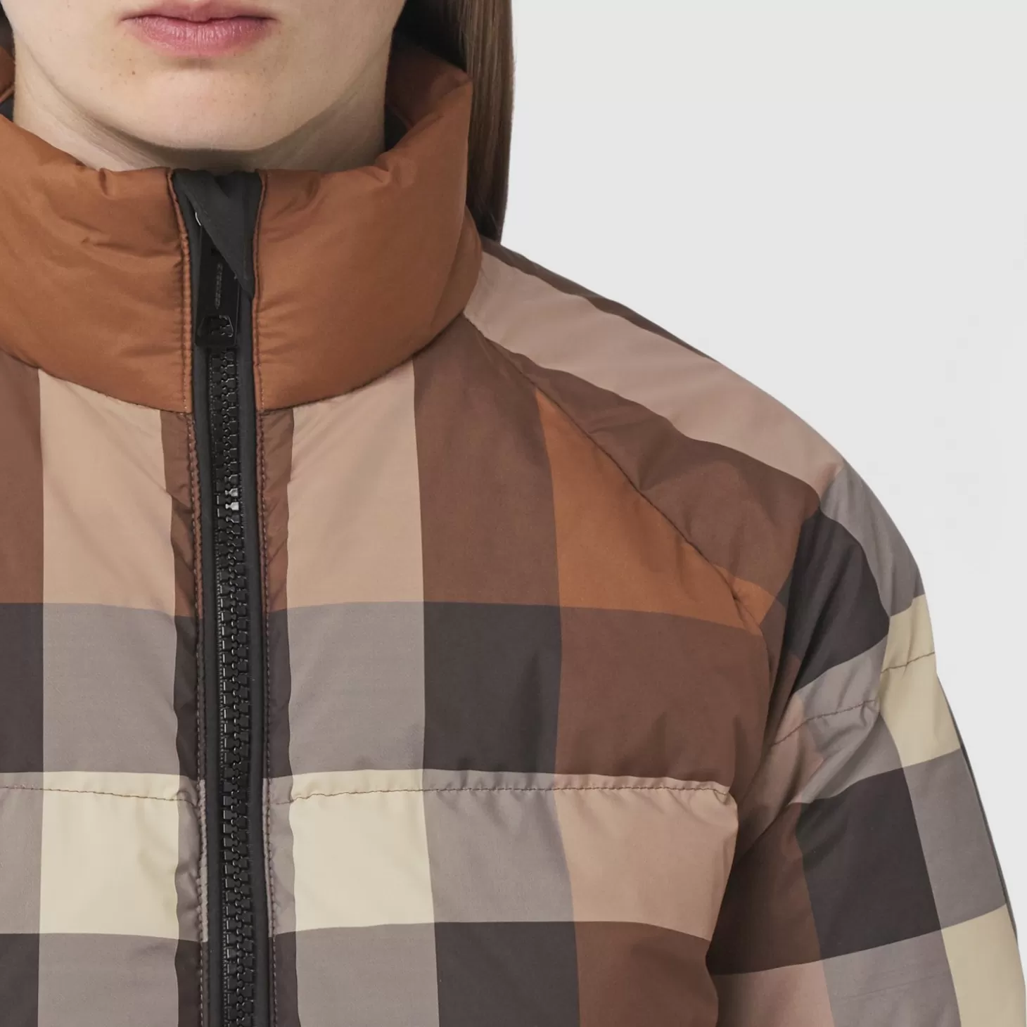 Burberry Check Cropped Puffer Jacket*Kvinnor Pufferjackor | Kaffor och jackor