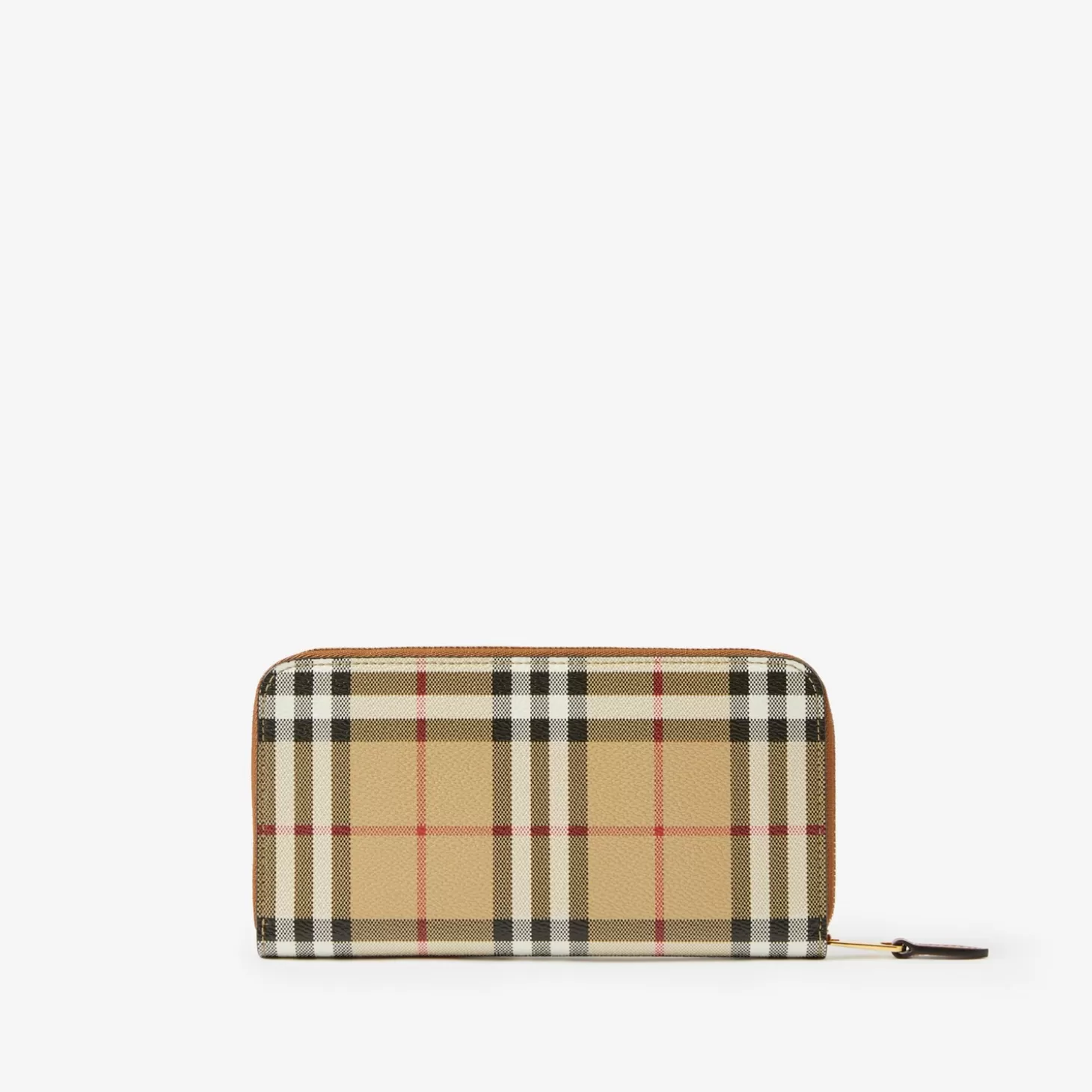 Burberry Check och läder blixtlåsplånbok*Kvinnor Plånböcker och kortfodral