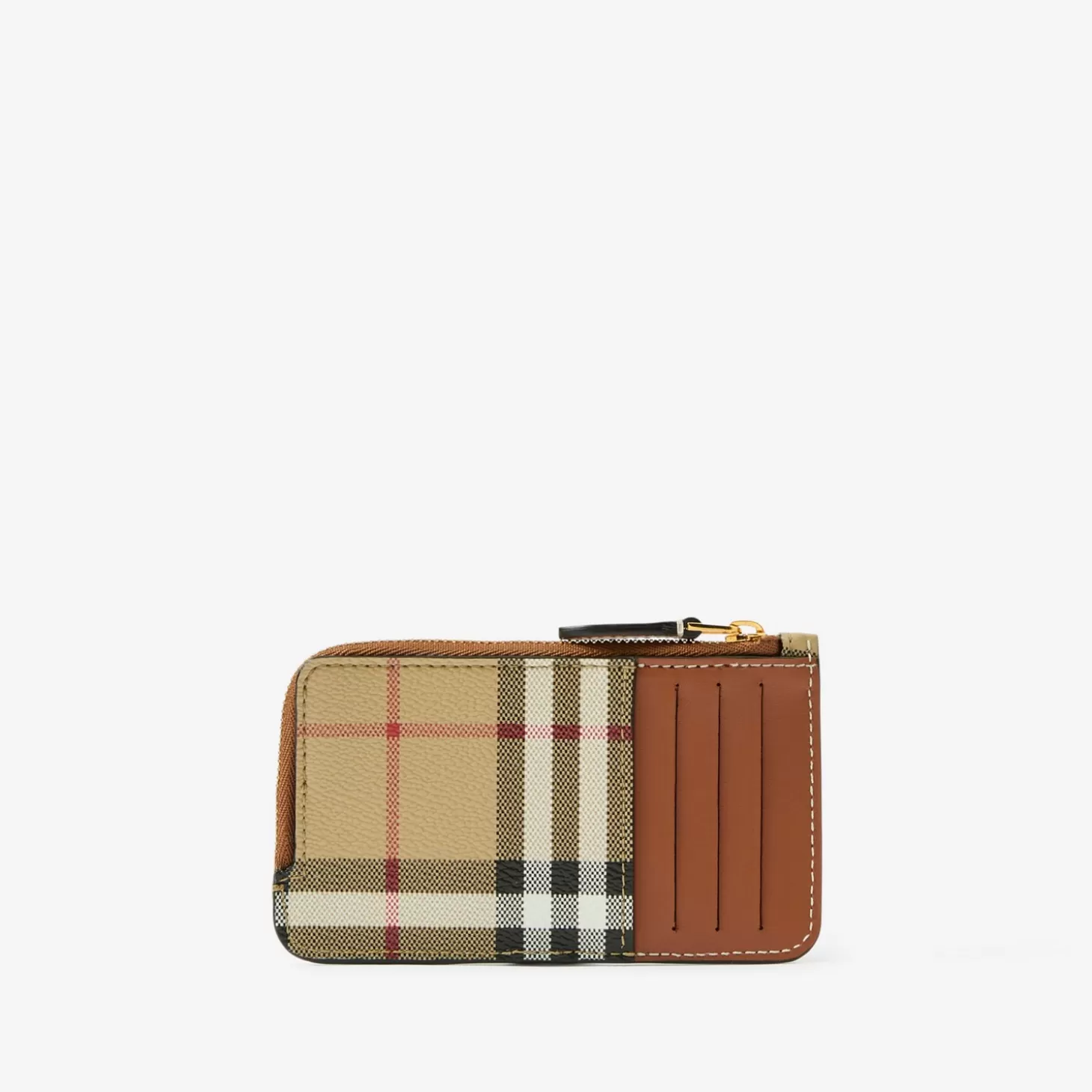 Burberry Check och läder zip-kortfodral*Kvinnor Plånböcker och kortfodral