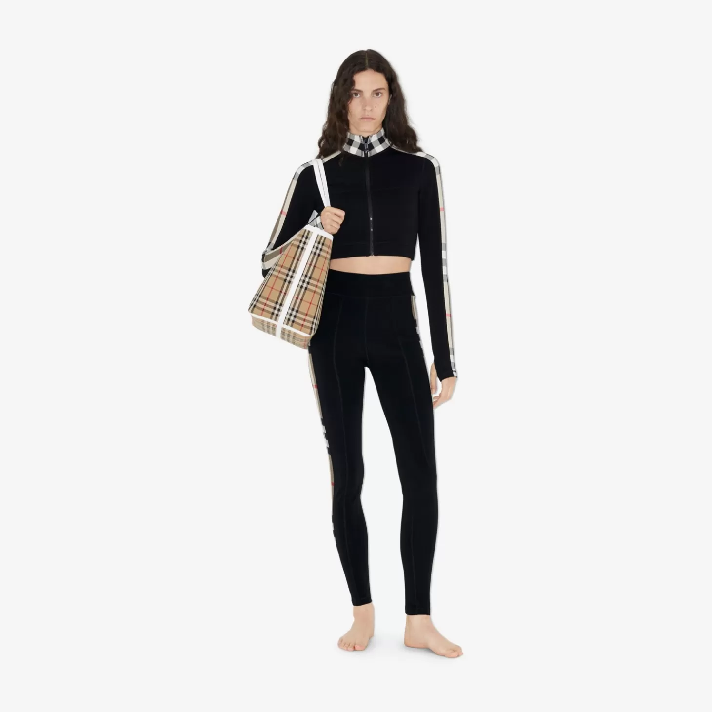 Burberry Check Trim Cropped Zip Top*Kvinnor Activewear