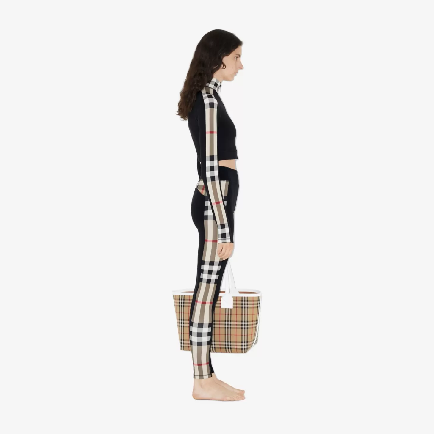 Burberry Check Trim Cropped Zip Top*Kvinnor Activewear