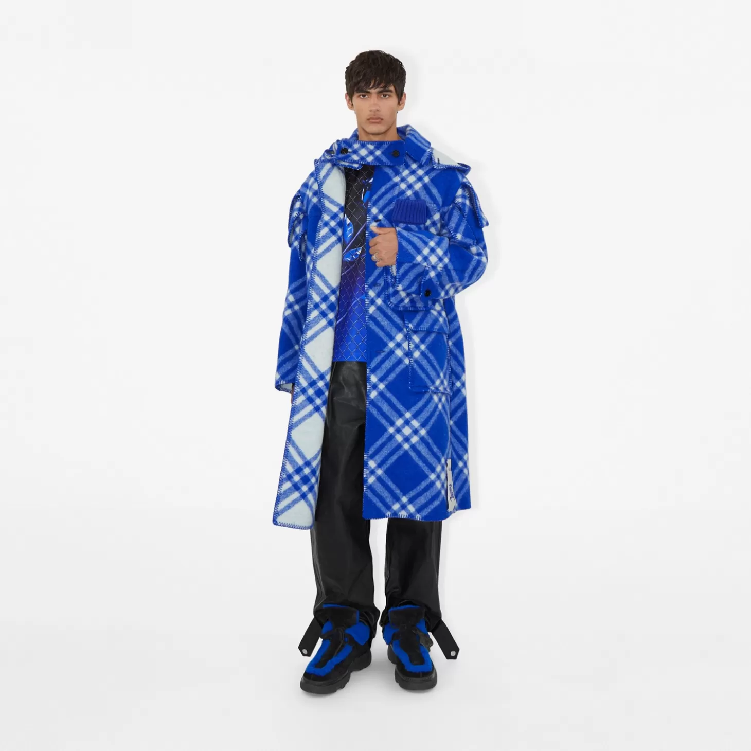 Burberry Check Wool Blanket Cape*Män Kaffor och jackor