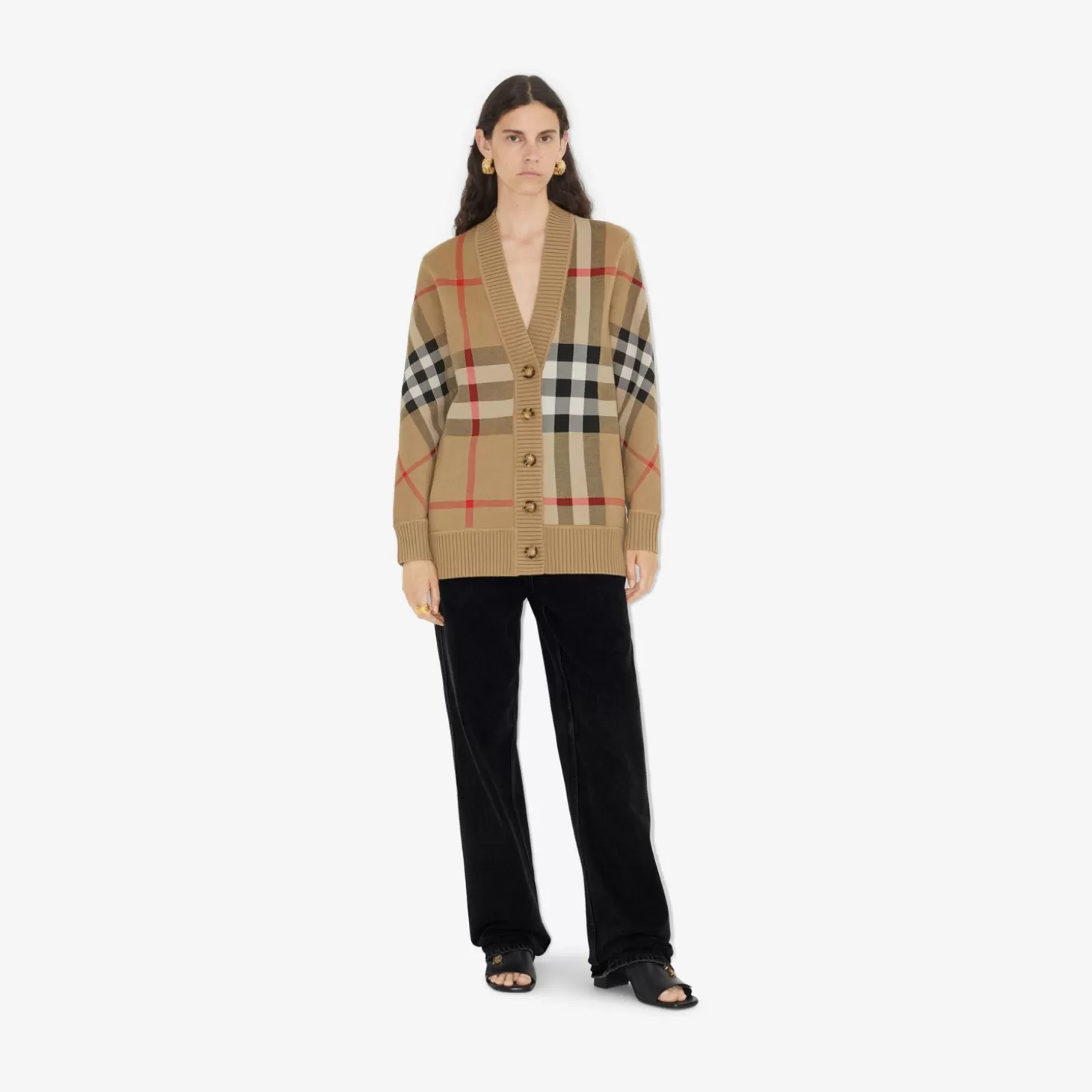 Burberry Check Wool Blend Cardigan*Kvinnor Stickat