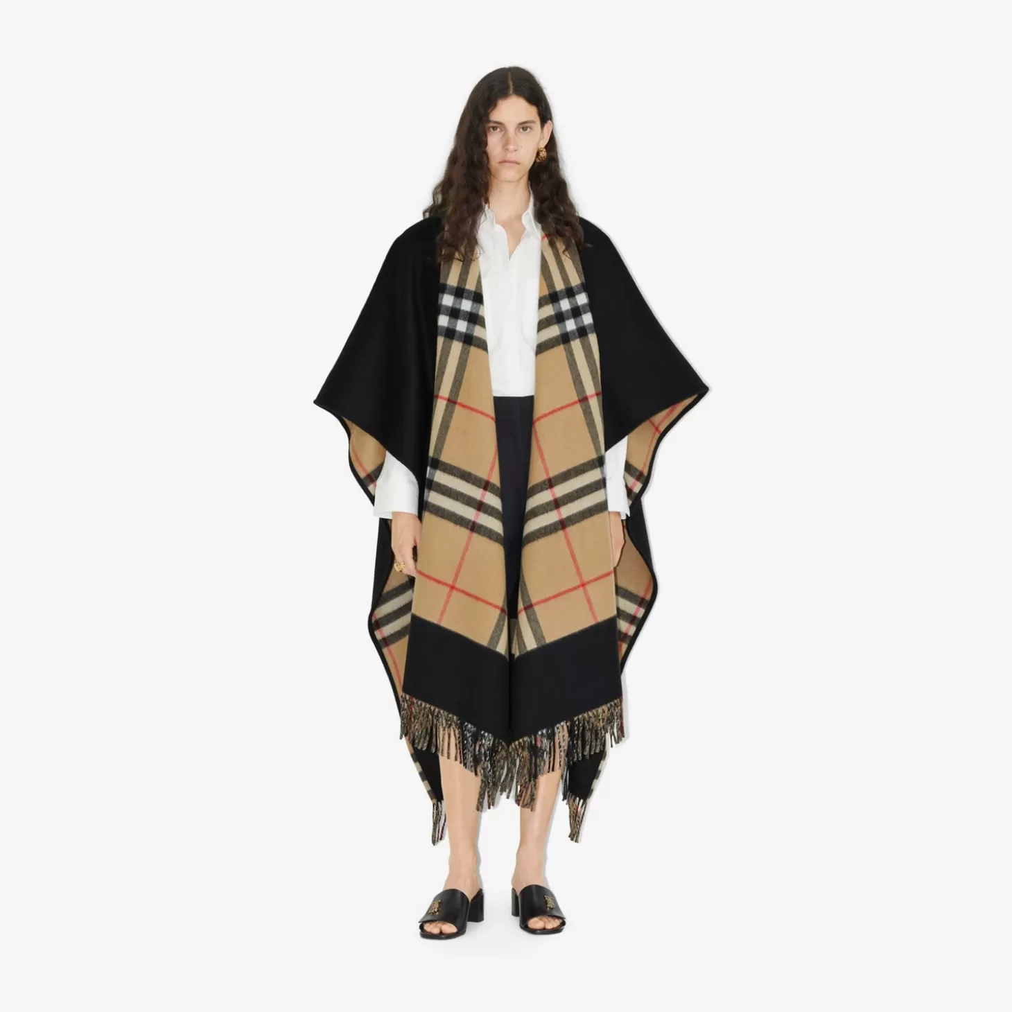 Burberry Check Wool Cashmere Cape*Kvinnor Capes | Kaffor och jackor