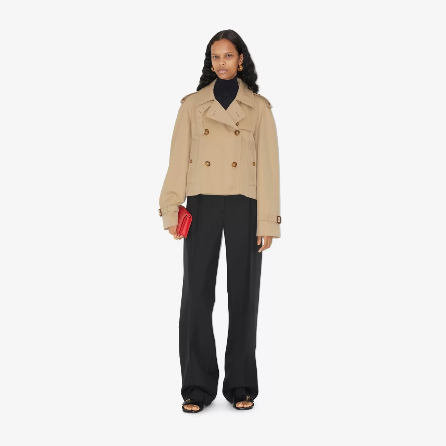 Burberry Cropped Gabardine Trench Jacket*Kvinnor Trenchcoats | Kaffor och jackor