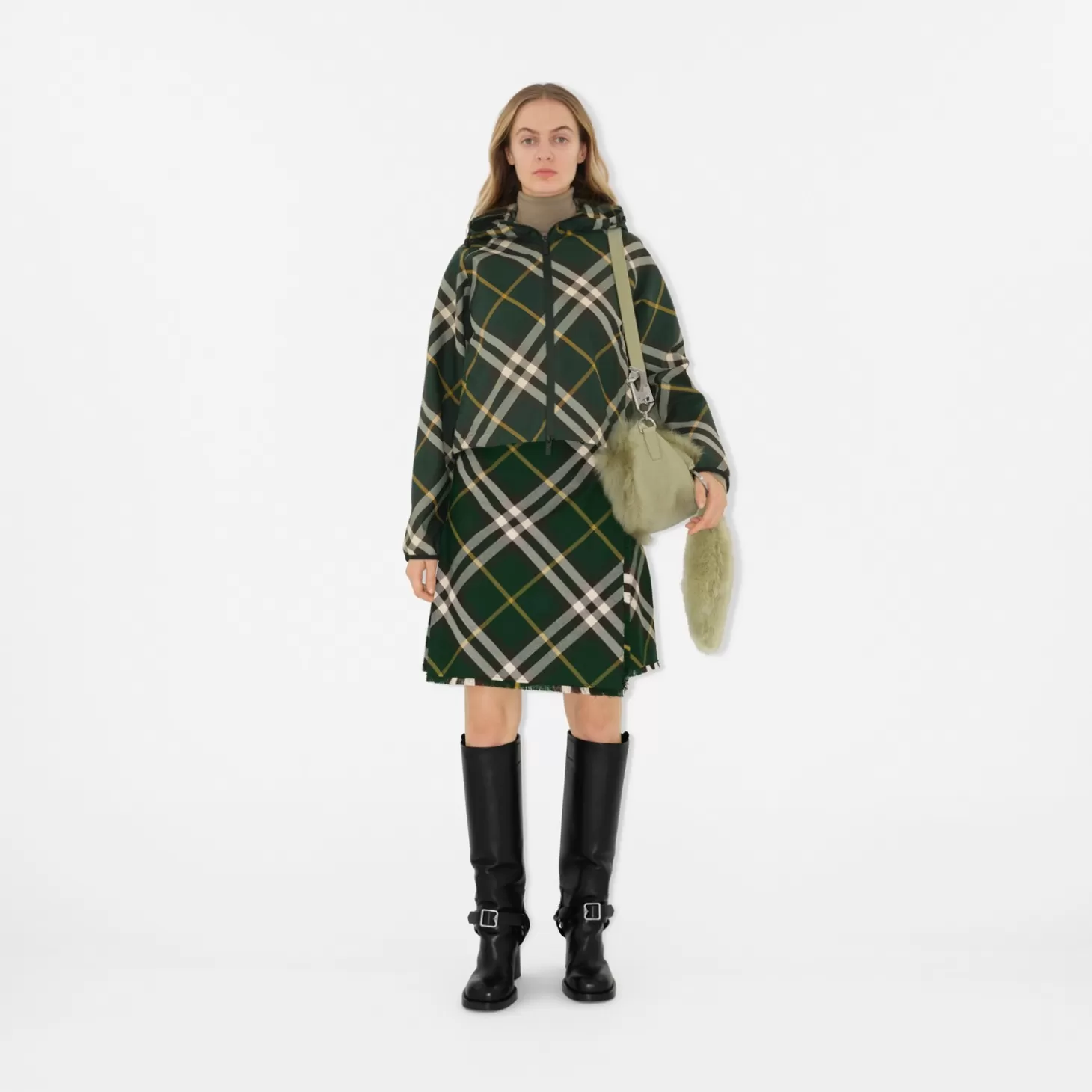 Burberry Cropped rutig lättviktsjacka*Kvinnor Kaffor och jackor