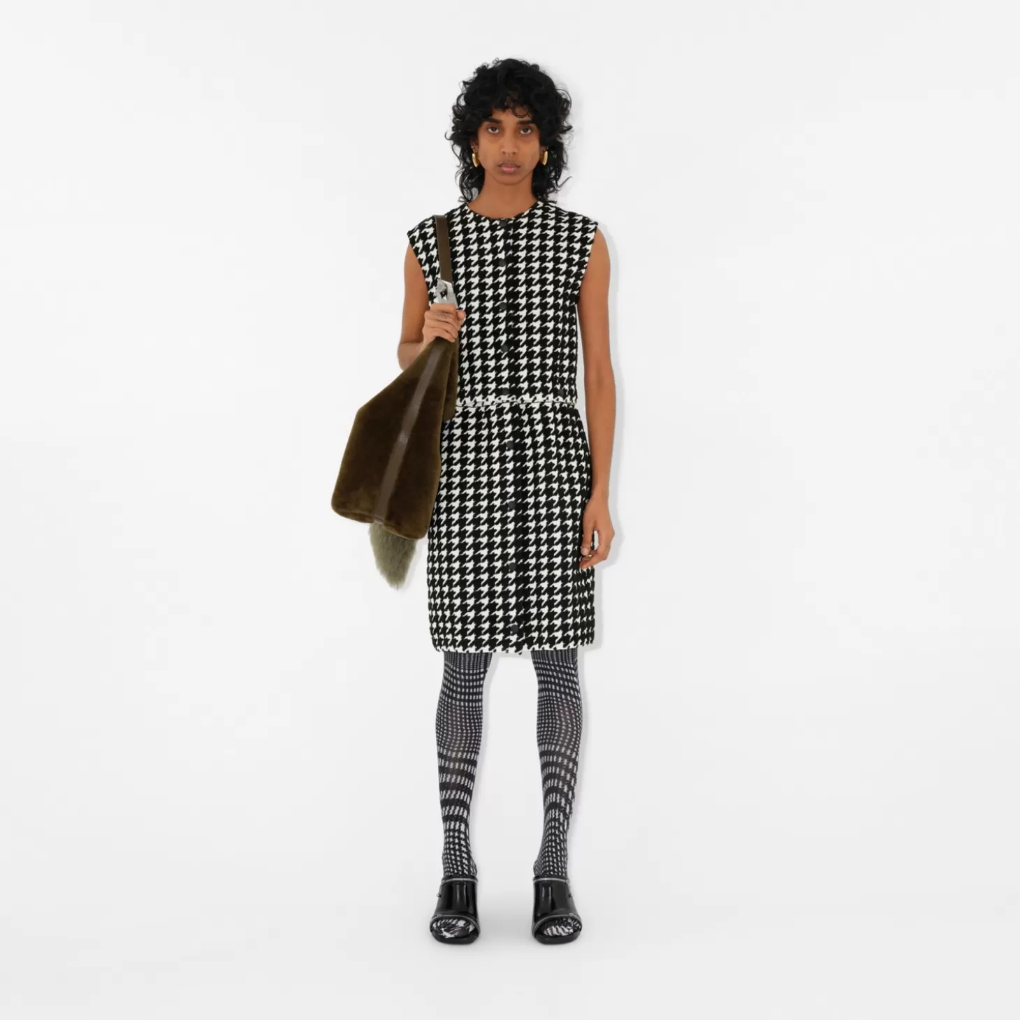 Burberry Houndstooth nylonblandningsklänning*Kvinnor Klänningar