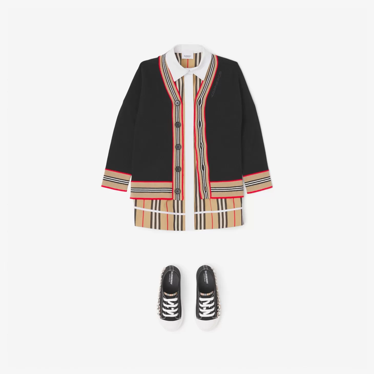 Burberry Icon Stripe Trim Wool Cardigan*Barn Badkläder | Stickat och koftor