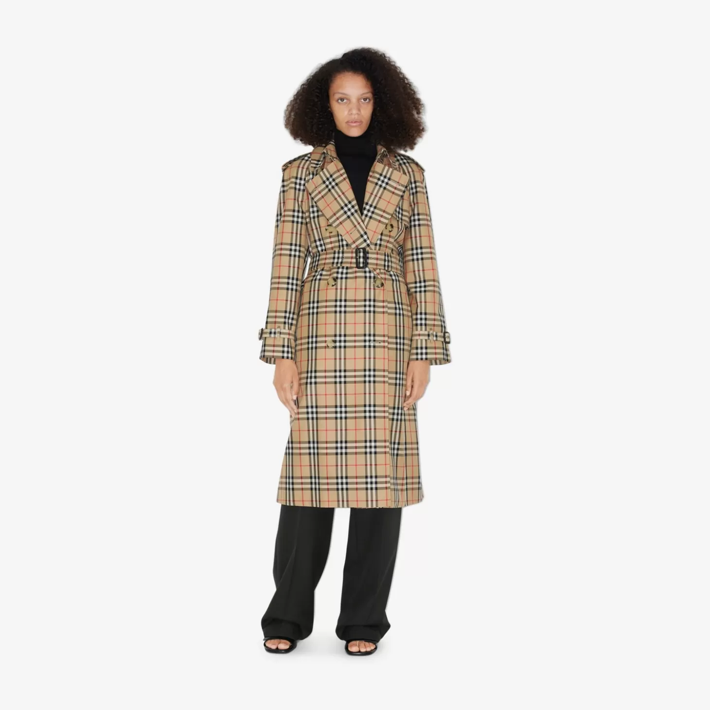 Burberry Lång rutig Gabardine trenchcoat*Kvinnor Kaffor och jackor | Trenchcoats