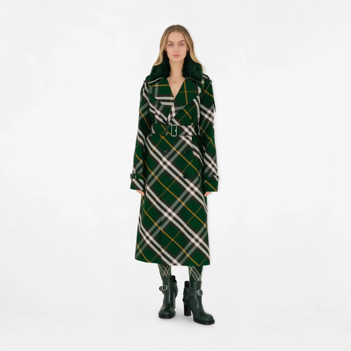 Burberry Lång rutig Gabardine trenchcoat*Kvinnor Kaffor och jackor | Trenchcoats