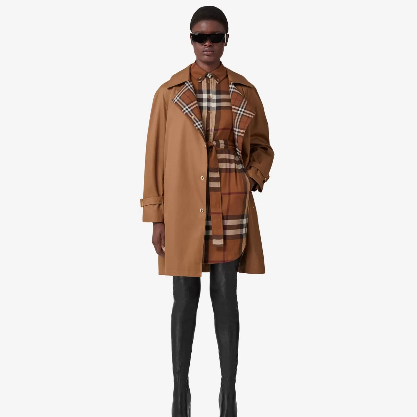 Burberry Mellanlångt rutig kavaj Gabardine Car Coat*Kvinnor Trenchcoats