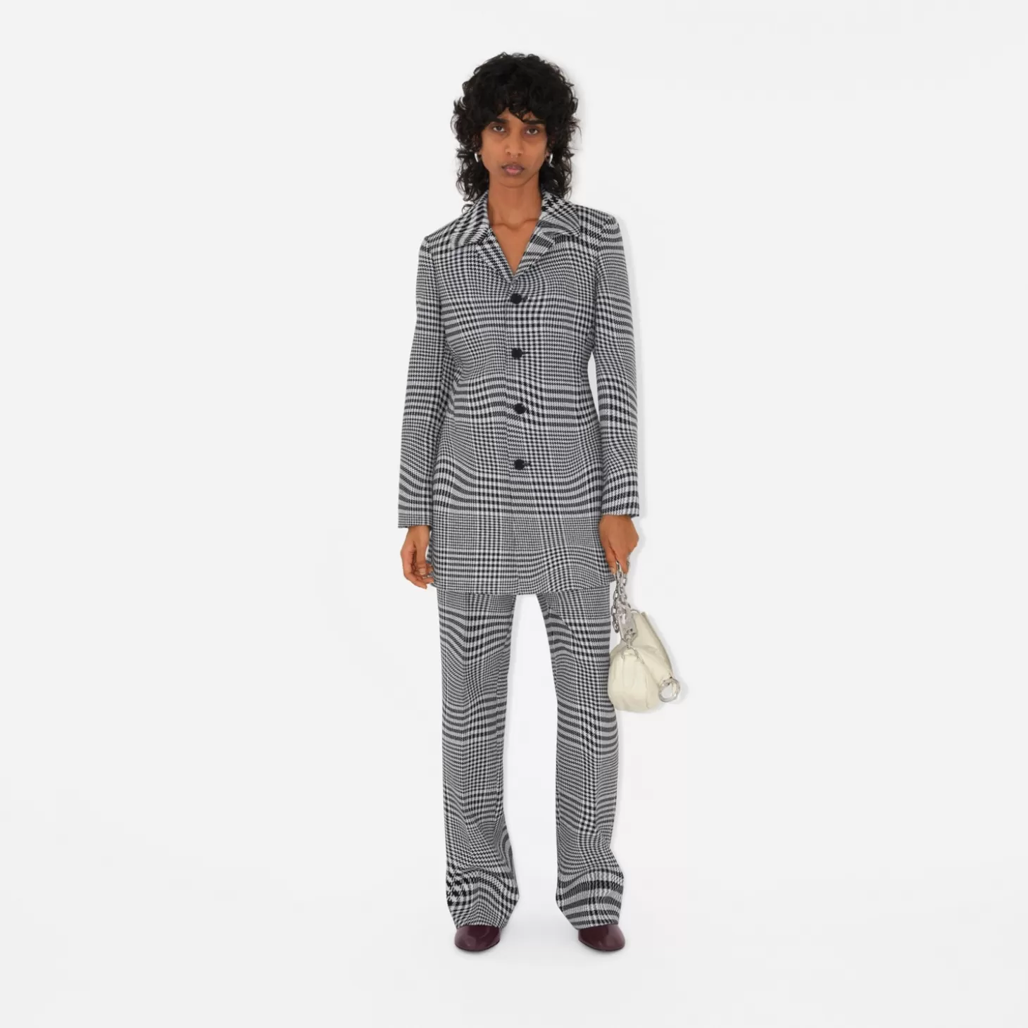 Burberry Skev Houndstooth ulljacka*Kvinnor Blazers och skrädderi