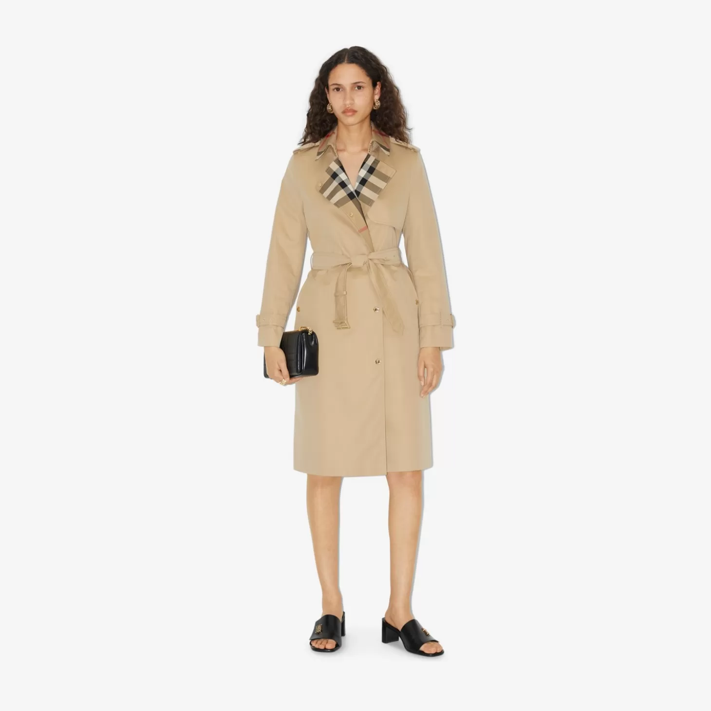 Burberry Trenchcoat med lång rutig krage*Kvinnor Kaffor och jackor | Trenchcoats